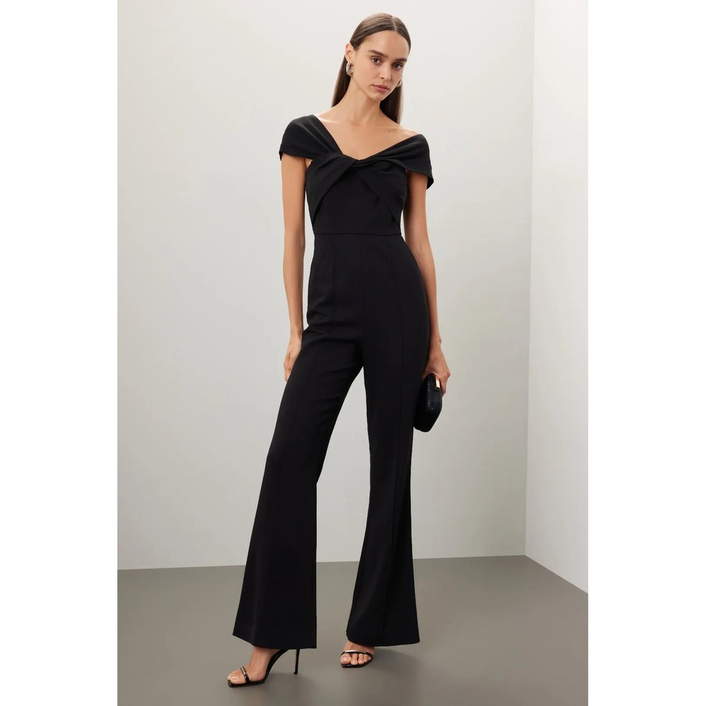 Roland Mouret Asymmetrical Black Jumpsuit US Size 2